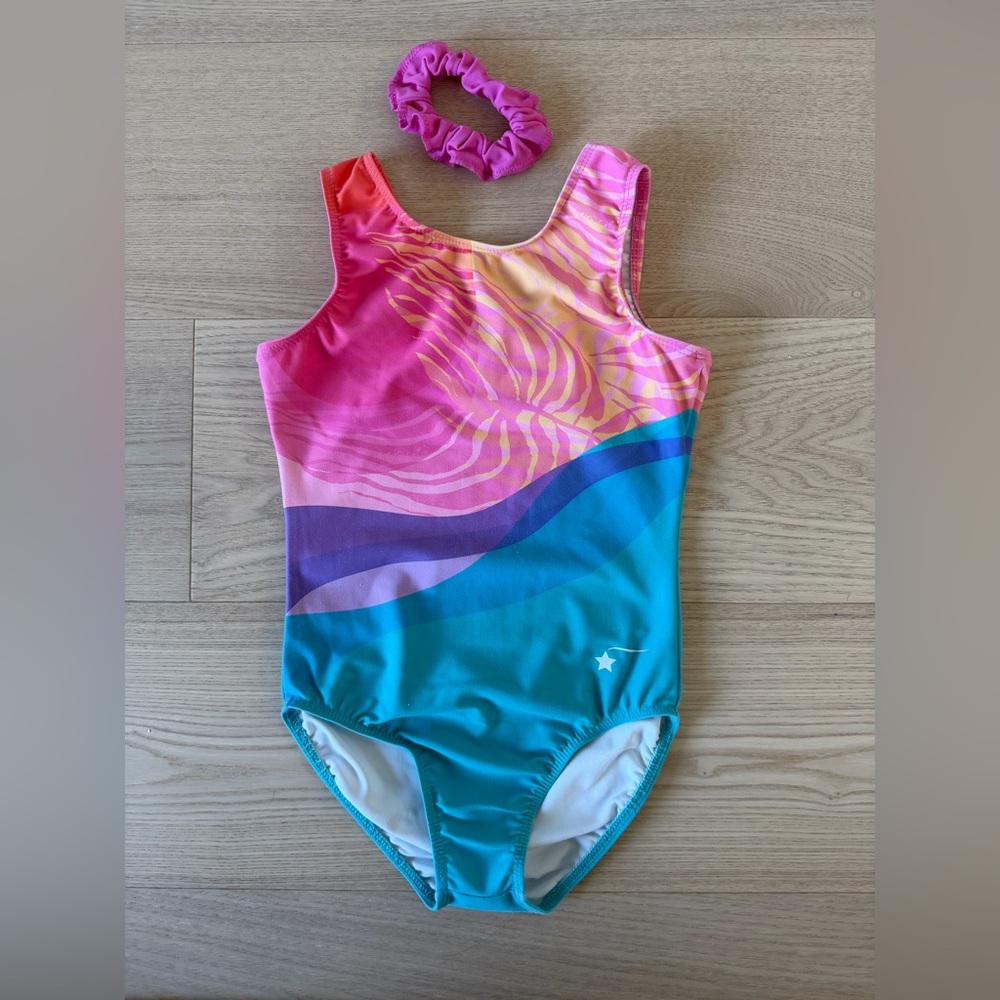 Destira gymnastics leotard with scrunchie
